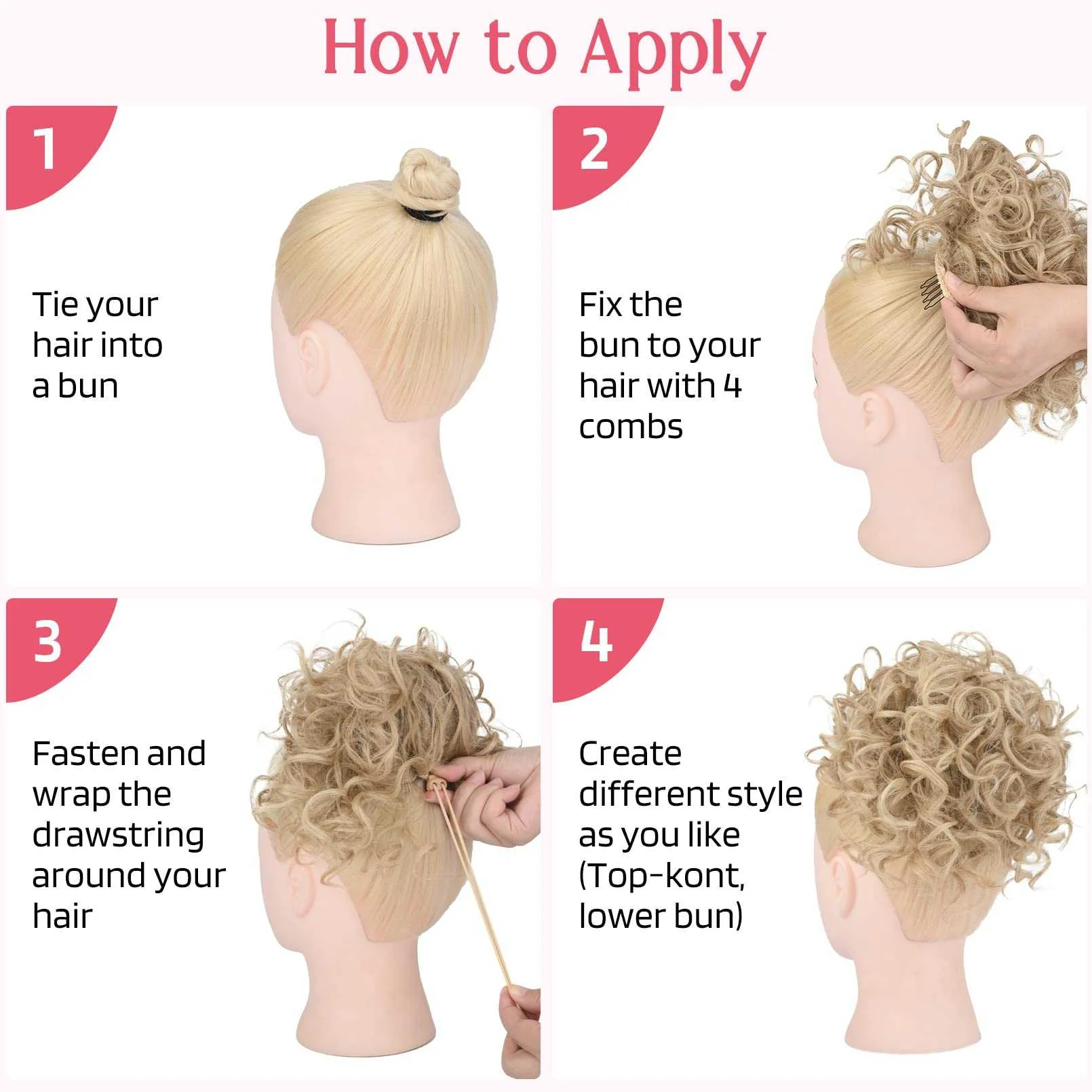 Curly Messy Hair Bun Hair Piece Elastic Drawstring - Image 38