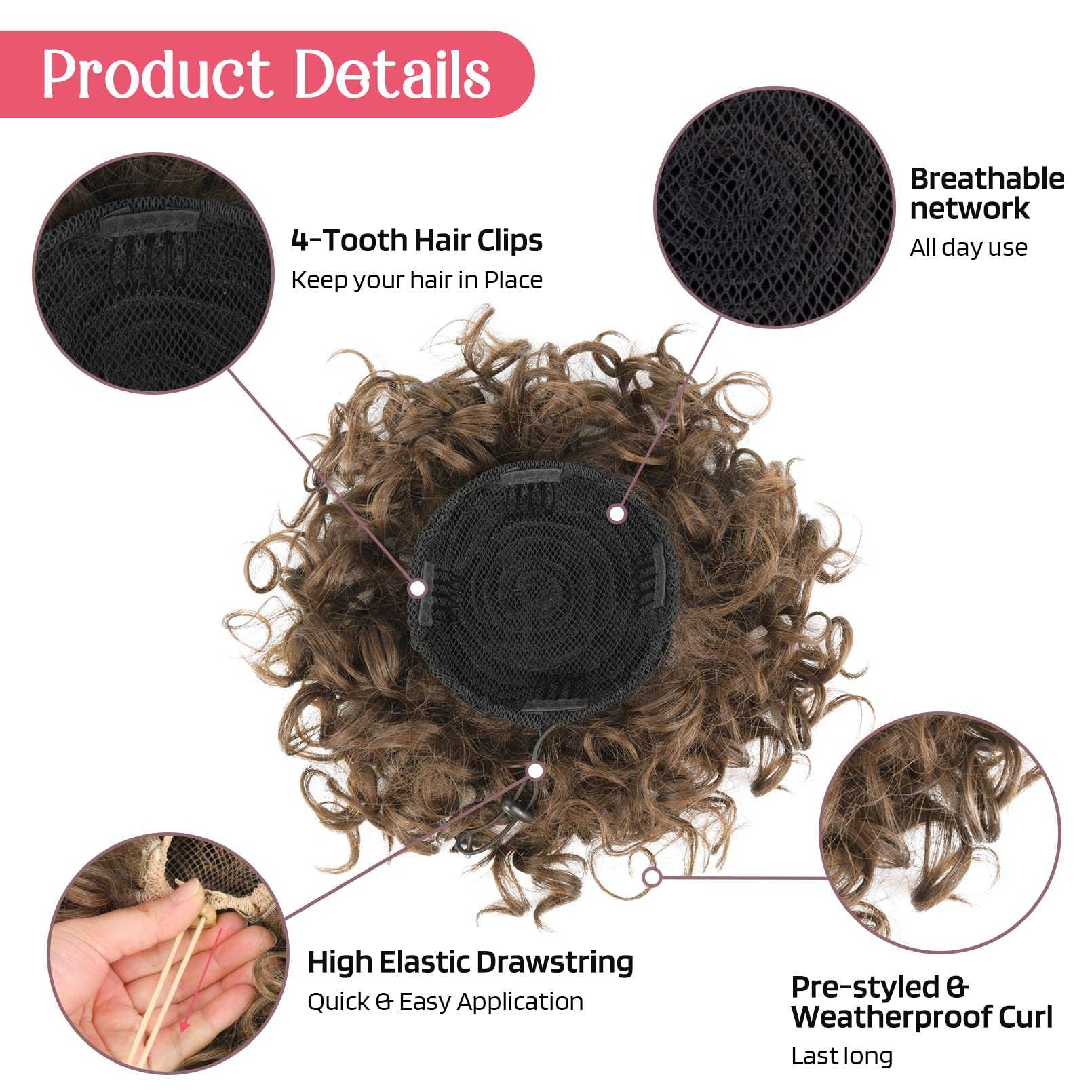 Curly Messy Hair Bun Hair Piece Elastic Drawstring - Image 41