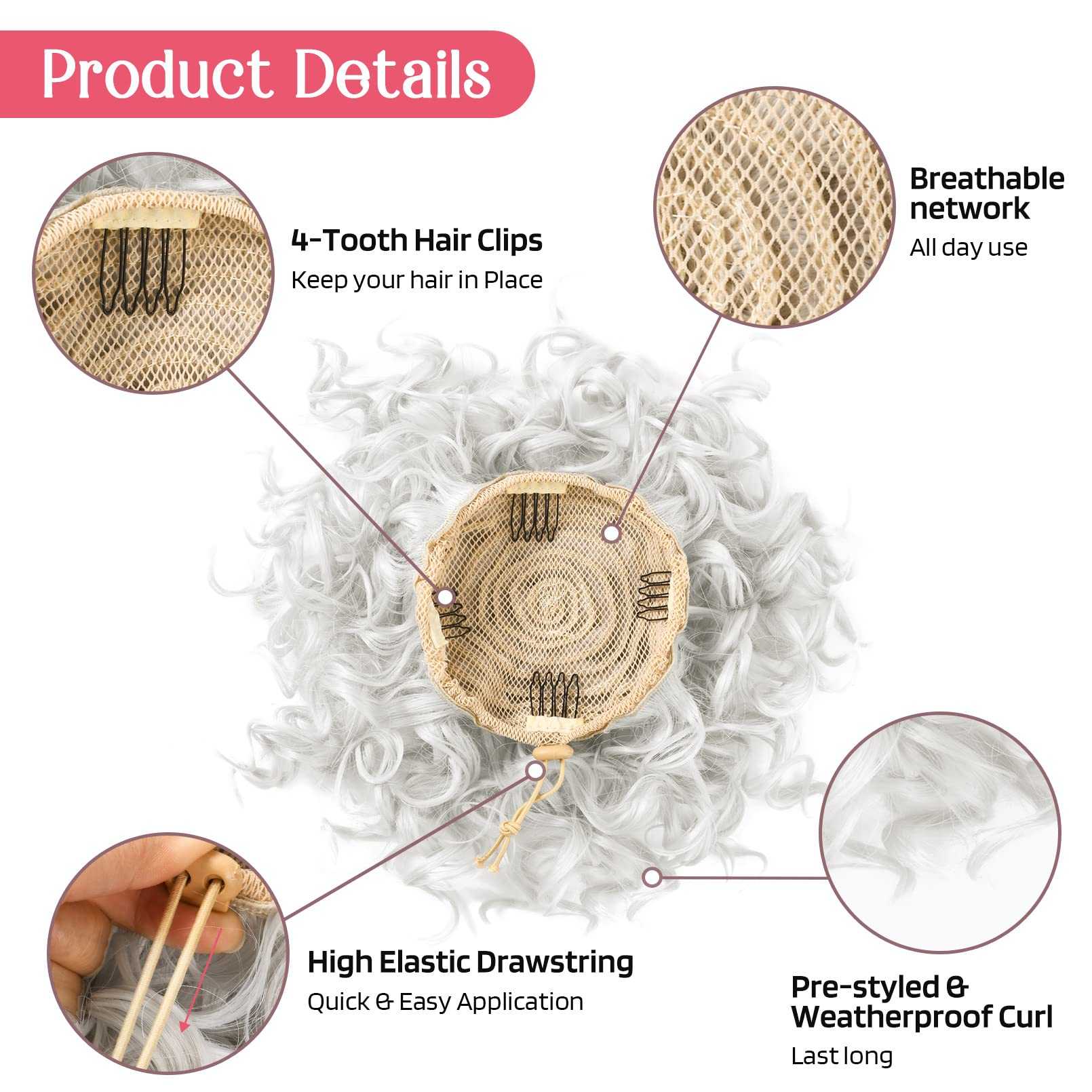 Curly Messy Hair Bun Hair Piece Elastic Drawstring - Image 56