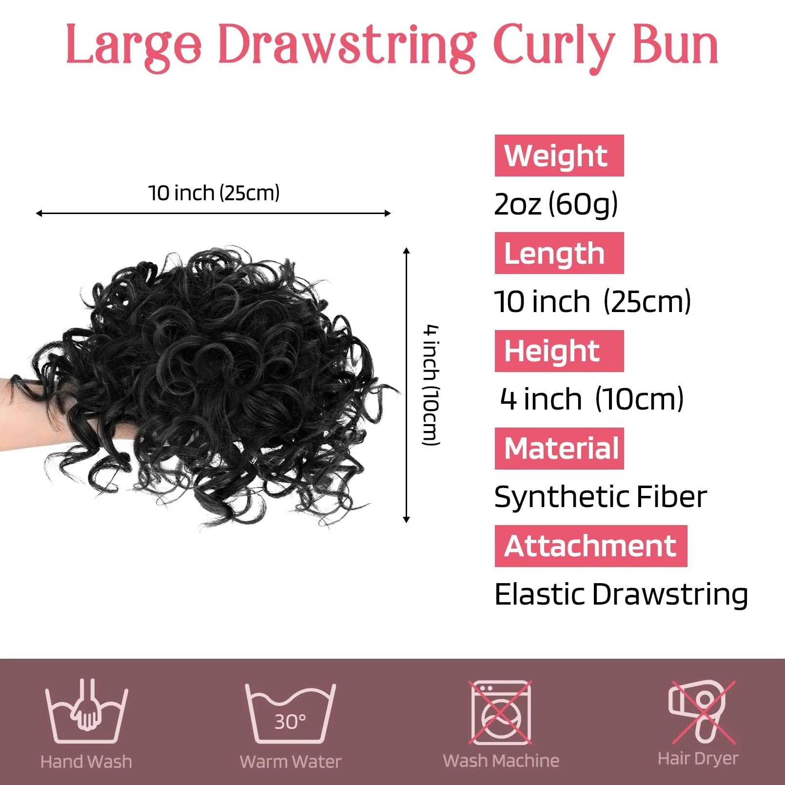 Curly Messy Hair Bun Hair Piece Elastic Drawstring - Image 63