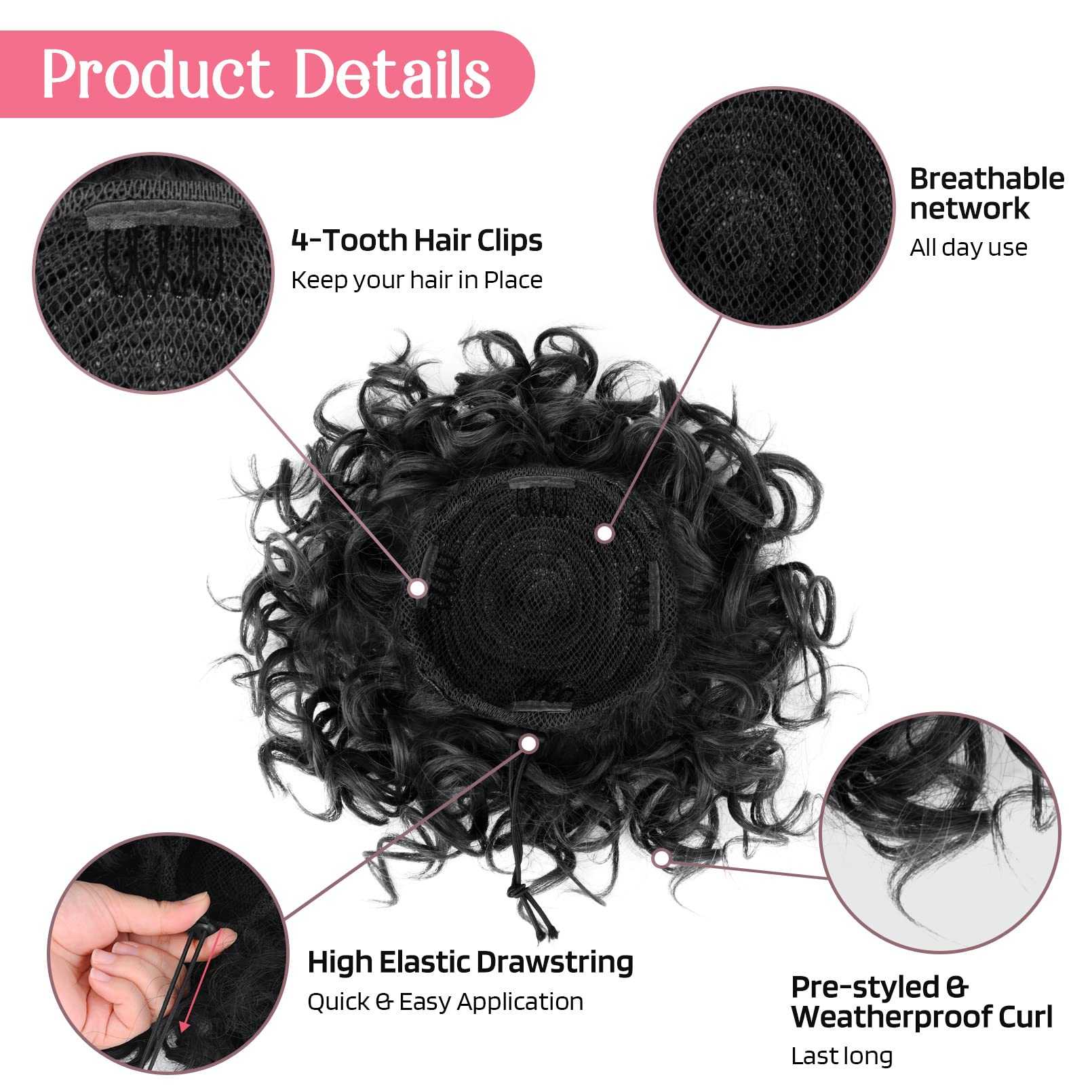 Curly Messy Hair Bun Hair Piece Elastic Drawstring - Image 64