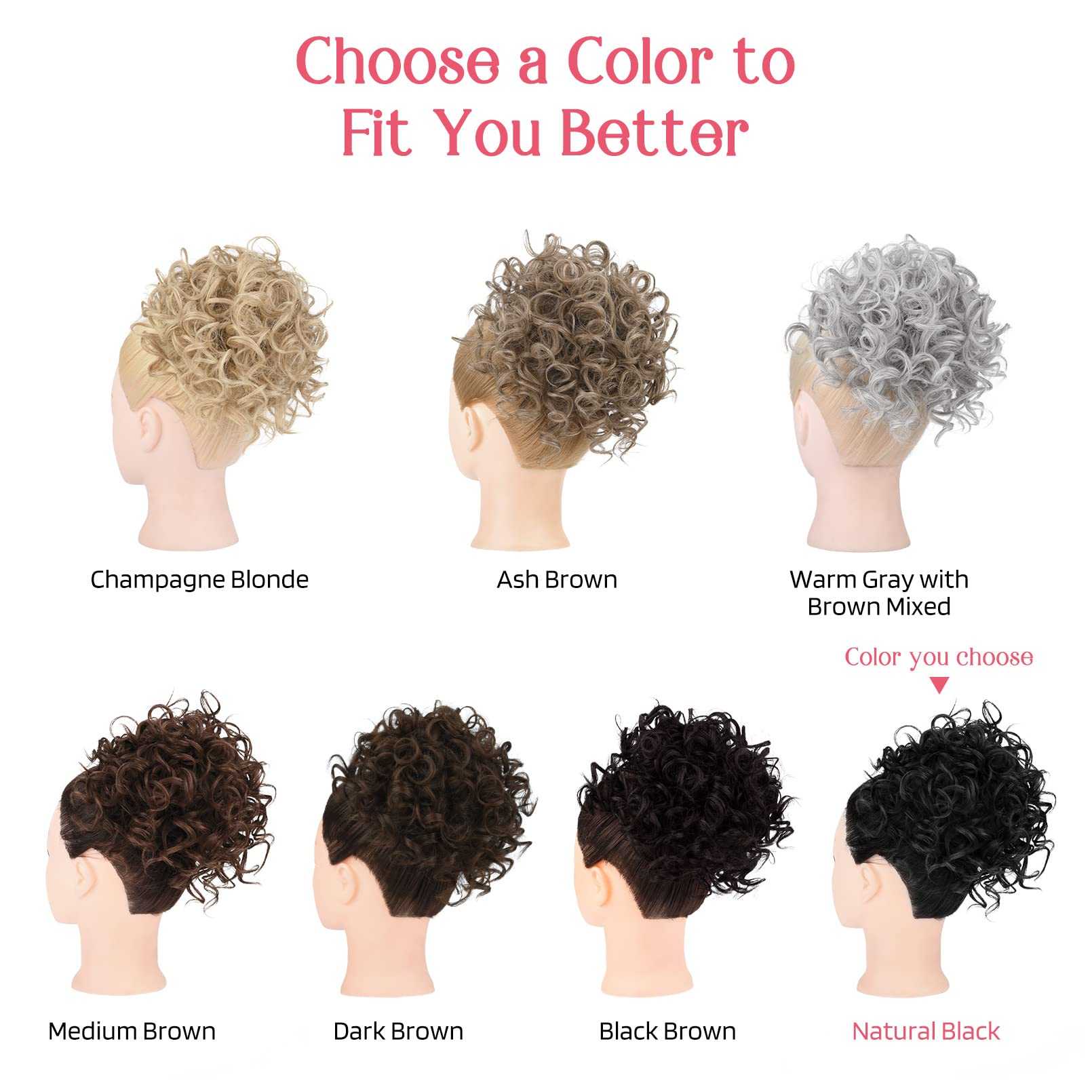 Curly Messy Hair Bun Hair Piece Elastic Drawstring - Image 65