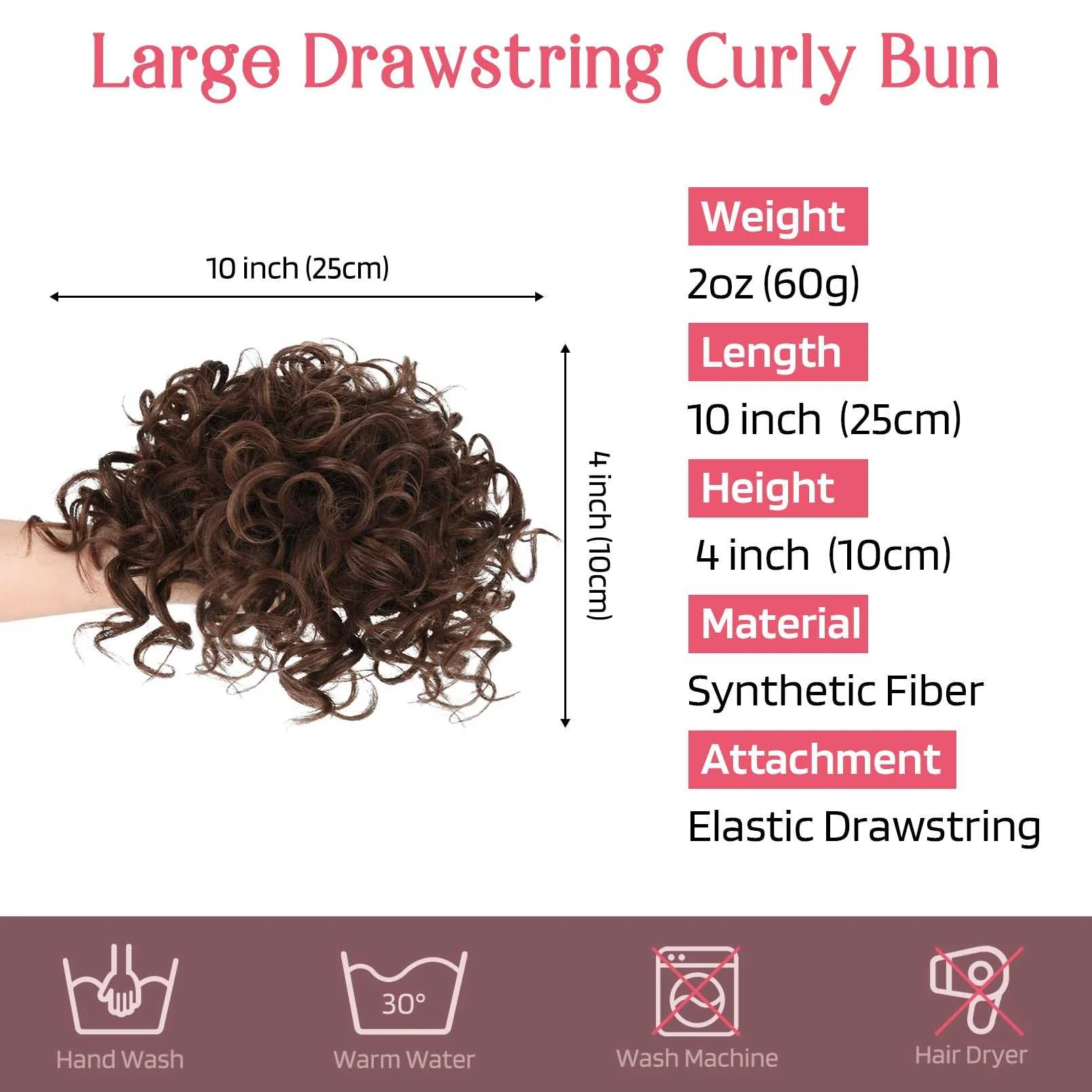 Curly Messy Hair Bun Hair Piece Elastic Drawstring - Image 67