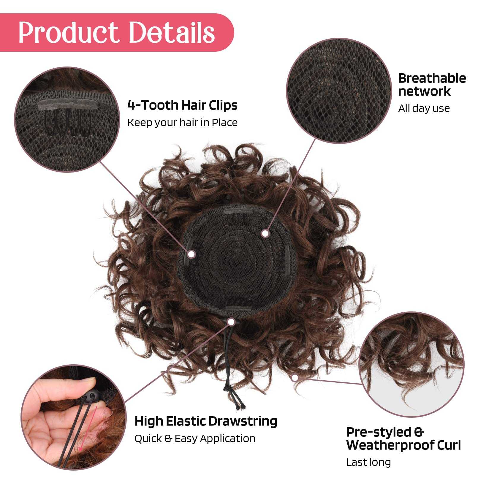 Curly Messy Hair Bun Hair Piece Elastic Drawstring - Image 68