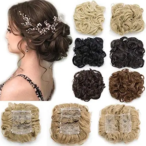 Curly Synthetic Fibre Clip in Hairpiece Chignon - Image 12