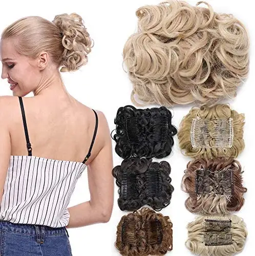 Curly Synthetic Fibre Clip in Hairpiece Chignon - Image 9