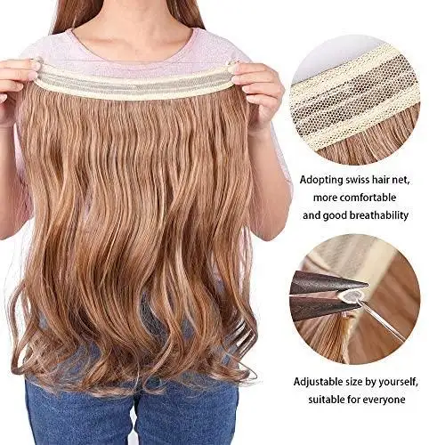 Curly Synthetic Halo Hair Extensions  20" - Image 3