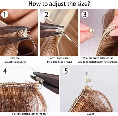 Curly Synthetic Halo Hair Extensions  20" - Image 7