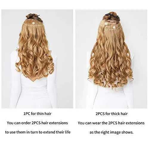 3/4 Curly Wavy Clips in on Synthetic Hair Extensions - Image 4
