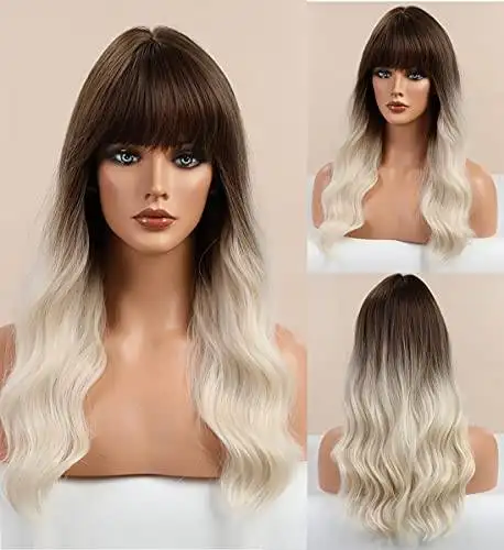 Dark Brown Ombre Platinum Blonde Wig - Image 2