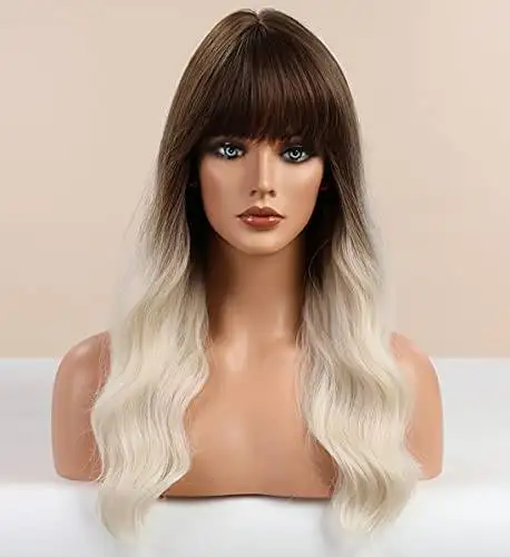 Dark Brown Ombre Platinum Blonde Wig - Image 4