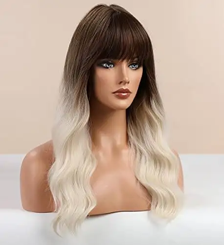 Dark Brown Ombre Platinum Blonde Wig - Image 5