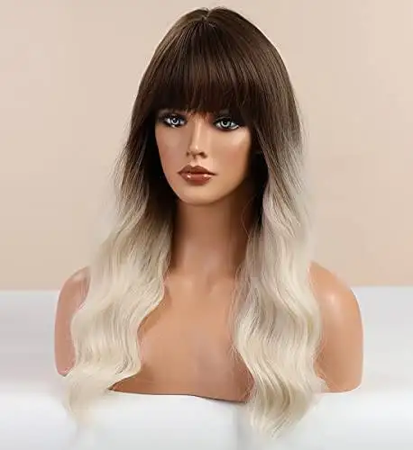 Dark Brown Ombre Platinum Blonde Wig - Image 6