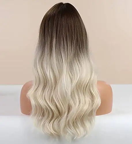 Dark Brown Ombre Platinum Blonde Wig - Image 7