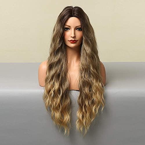 Dark Brown Roots to Blonde Middle Part Wigs Heat Resistant Wig - Image 2
