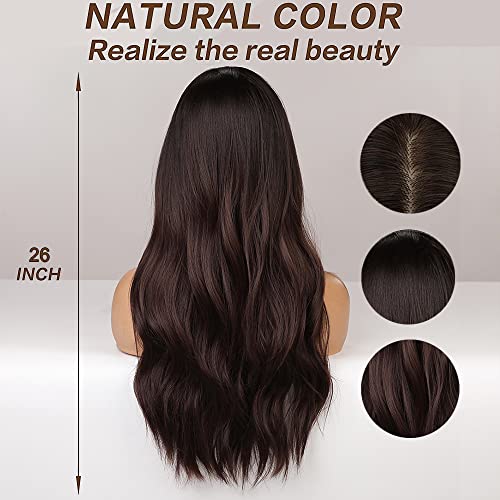 Dark Brown Synthetic Heat Resistant Fibre Wig with Front Bold Highlight - Image 6