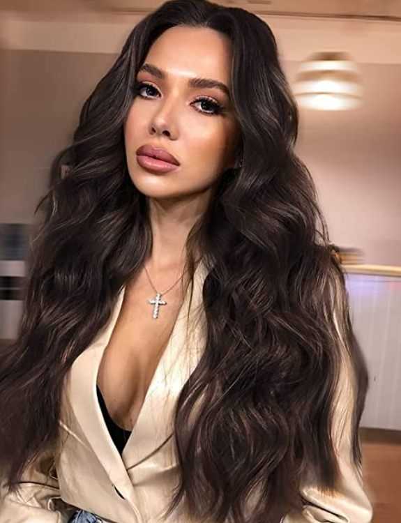Deja- Long Wavy Dark Brown Human Hair Wig - Image 8