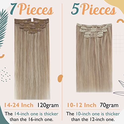 Double Weft Ash Blonde Mix Bleach Blonde Human Hair Clip on Hair Extensions - Image 6