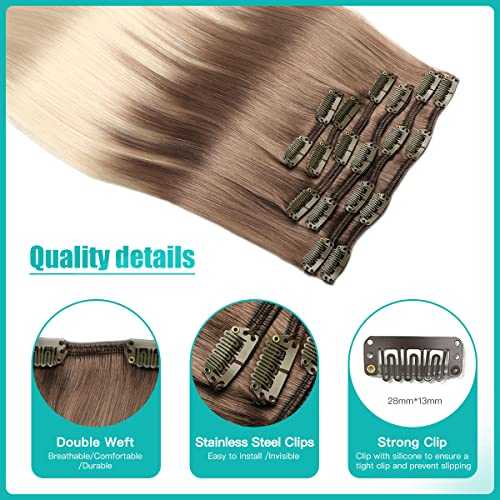 Double Weft Clip in Hair Extensions Human Hair - Image 18