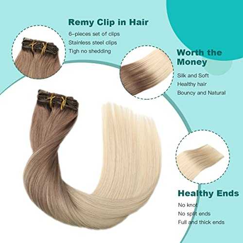 Double Weft Clip in Hair Extensions Human Hair - Image 19