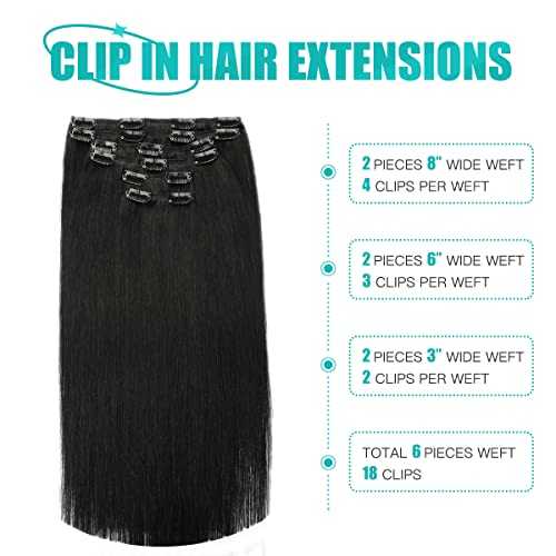 Double Weft Clip in Hair Extensions Human Hair - Image 24