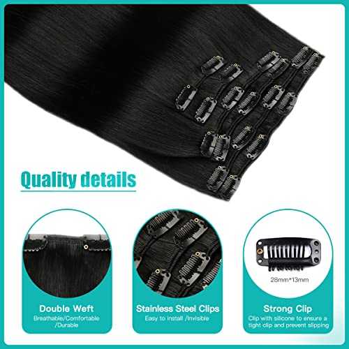 Double Weft Clip in Hair Extensions Human Hair - Image 25