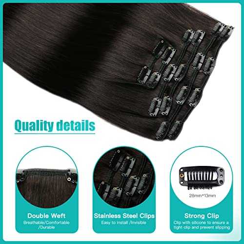 Double Weft Clip in Hair Extensions Human Hair - Image 32
