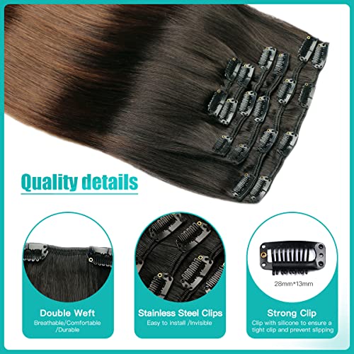 Double Weft Clip in Hair Extensions Human Hair - Image 38