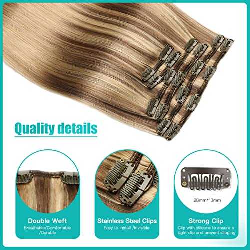 Double Weft Clip in Hair Extensions Human Hair - Image 4