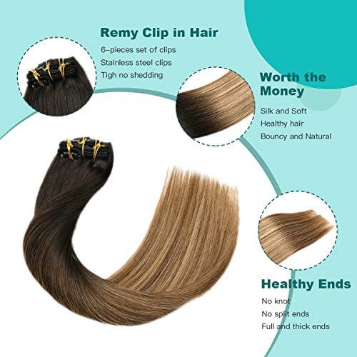 Double Weft Clip in Hair Extensions Human Hair - Image 46