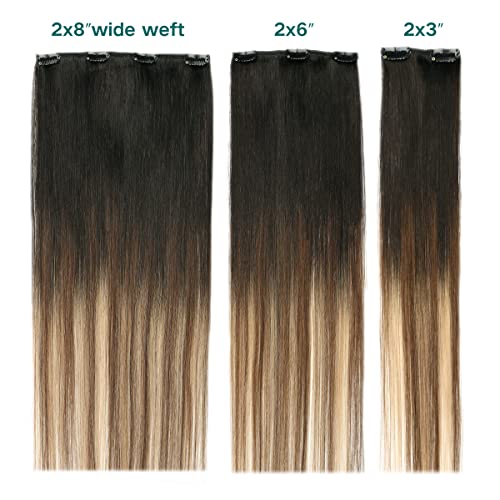 Double Weft Clip in Hair Extensions Human Hair - Image 48