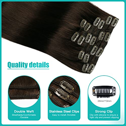 Double Weft Clip in Hair Extensions Human Hair - Image 52