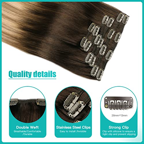 Double Weft Clip in Hair Extensions Human Hair - Image 59