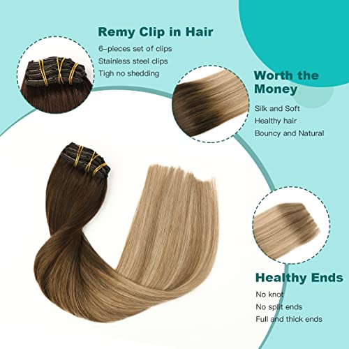 Double Weft Clip in Hair Extensions Human Hair - Image 60