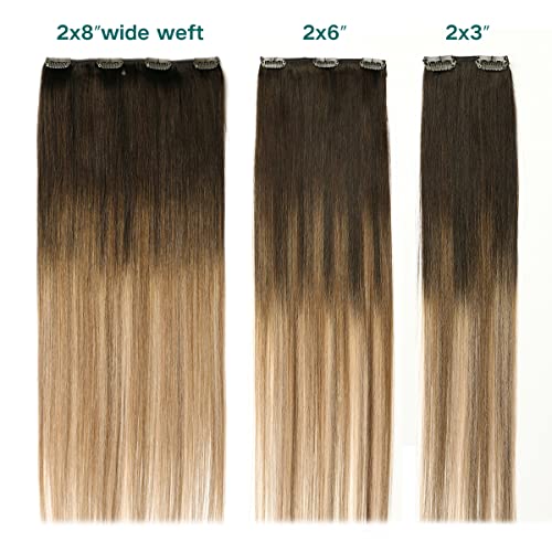 Double Weft Clip in Hair Extensions Human Hair - Image 62