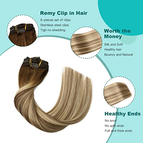 Double Weft Clip in Hair Extensions Human Hair - Image 66