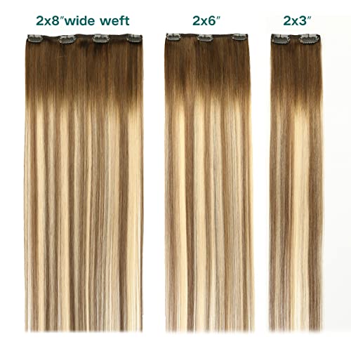 Double Weft Clip in Hair Extensions Human Hair - Image 68