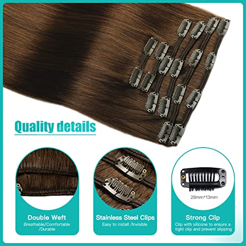 Double Weft Clip in Hair Extensions Human Hair - Image 72