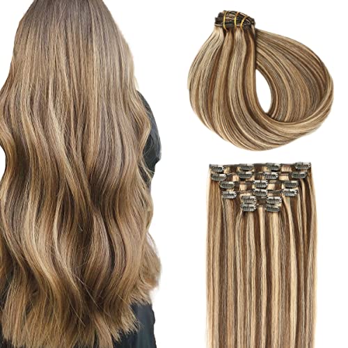 Double Weft Clip in Hair Extensions Human Hair - Image 76