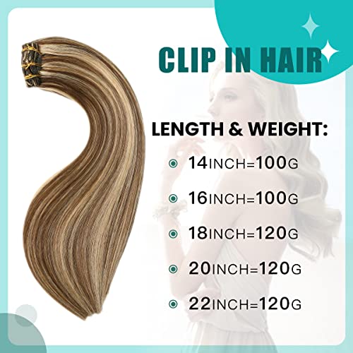 Double Weft Clip in Hair Extensions Human Hair - Image 77