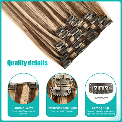 Double Weft Clip in Hair Extensions Human Hair - Image 79