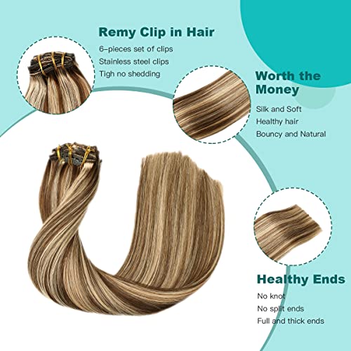 Double Weft Clip in Hair Extensions Human Hair - Image 80