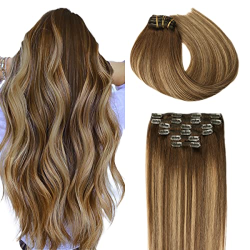 Double Weft Clip in Hair Extensions Human Hair - Image 84