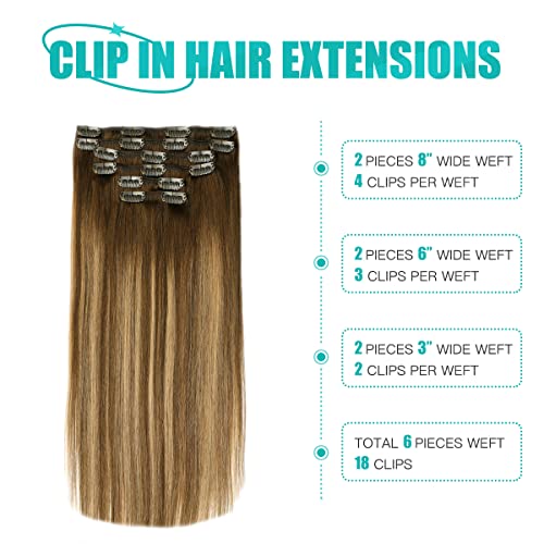 Double Weft Clip in Hair Extensions Human Hair - Image 86