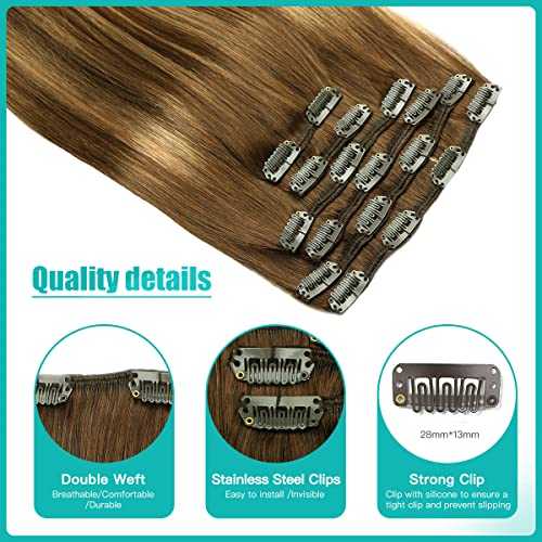 Double Weft Clip in Hair Extensions Human Hair - Image 87