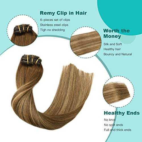 Double Weft Clip in Hair Extensions Human Hair - Image 88