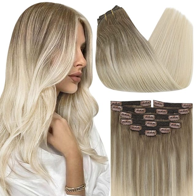 Double Wefted Clip In Hair Extension Human Hair  105g -7pcs - Image 11