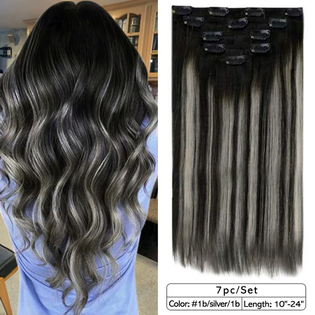 Double Wefted Clip In Hair Extension Human Hair  105g -7pcs - Image 14