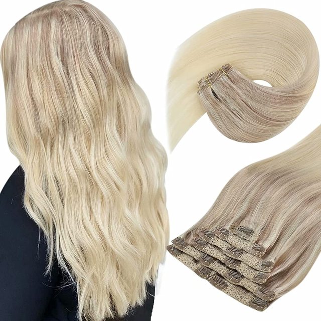 Double Wefted Clip In Hair Extension Human Hair  105g -7pcs - Image 16