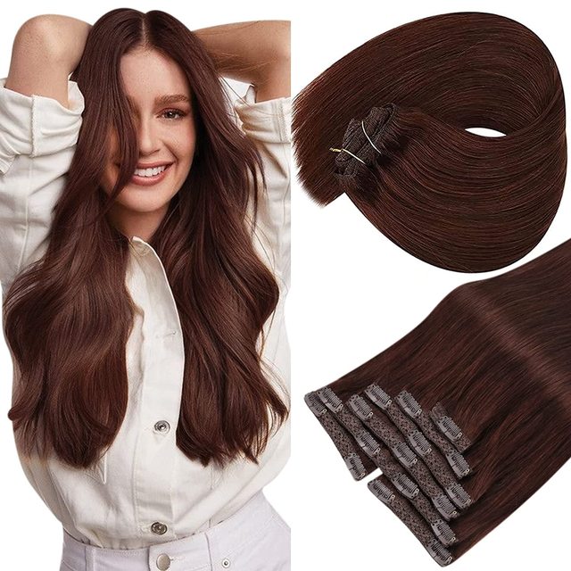 Double Wefted Clip In Hair Extension Human Hair  105g -7pcs - Image 4